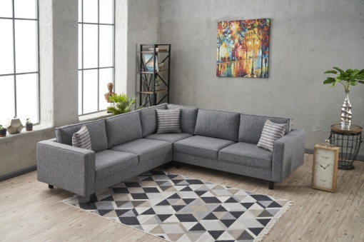 Canapea pe colț Kale Linen - Grey