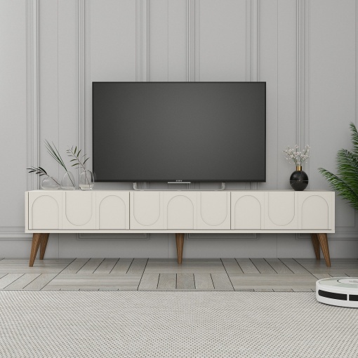 Comoda TV Lyon 44 - Cream, Walnut