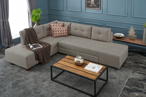 Canapea Extensibila Manama Corner Sofa Bed Left - Cream