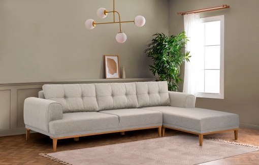 Canapea pe colț Vina Corner - Cream, Atlantic Pine