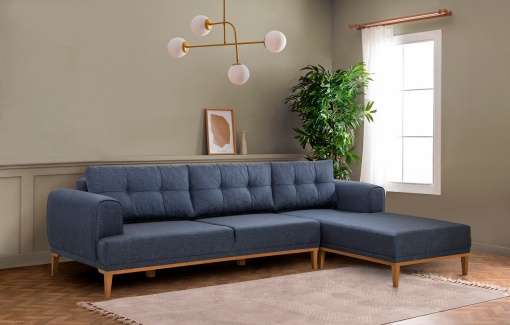 Canapea pe colț Vina Corner - Dark Blue, Atlantic Pine
