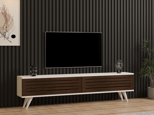Comoda TV Hill - Walnut, White