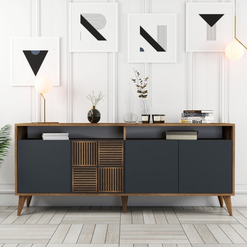 Consolă Milan - Walnut, Anthracite