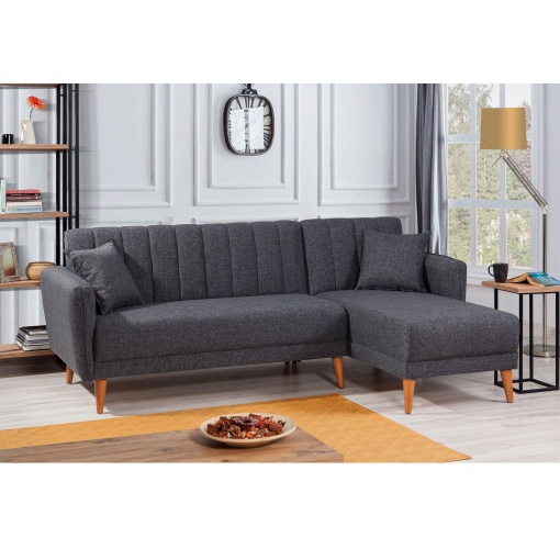 Canapea Extensibila Aqua Coner Right - Dark Grey