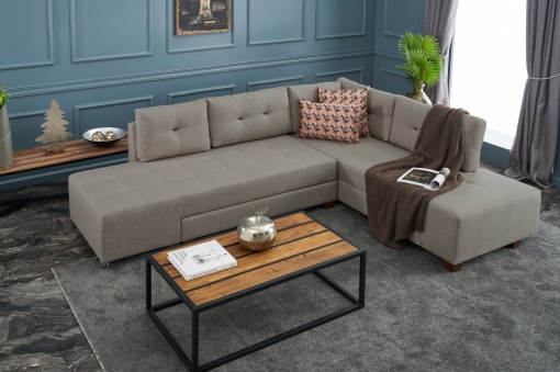 Canapea Extensibila Manama Corner Sofa Bed Right - Cream