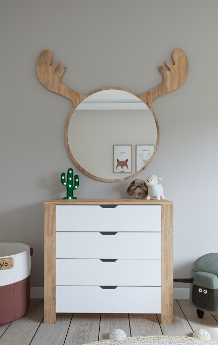 Comoda Nisan 1600-026 - White, Walnut