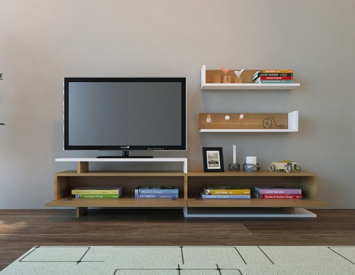 Comoda TV Ayaz - Teak, White