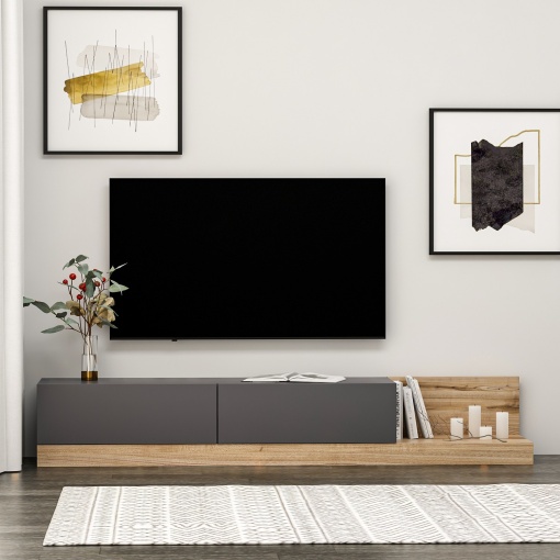 Comoda TV Majör - Anthracite, Walnut