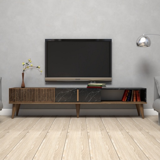 Comoda TV Milan - Walnut, Black