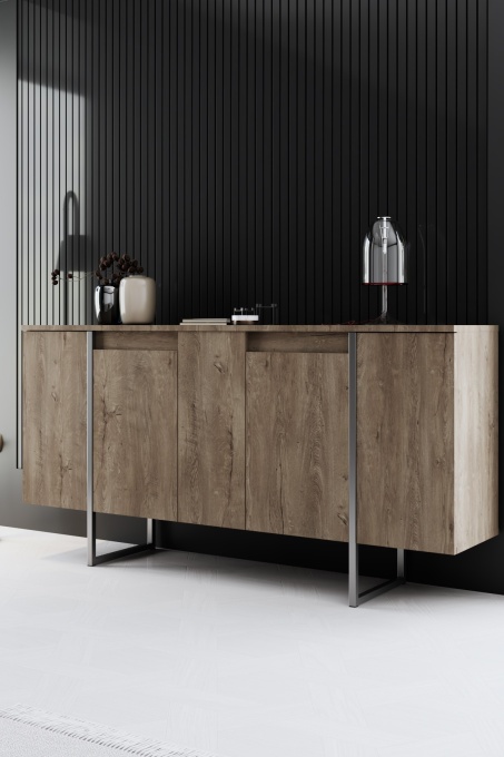 Consolă Luxe - Walnut, Silver