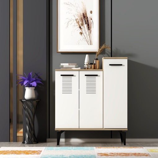 Dulap Pantofi Asimo - Sapphire Oak, White
