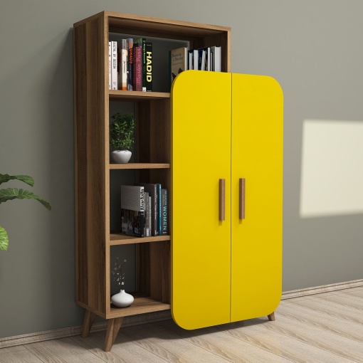 Raft Form - Walnut, Yellow