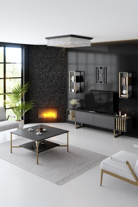 Set mobilier Gold Line - Anthracite, Gold