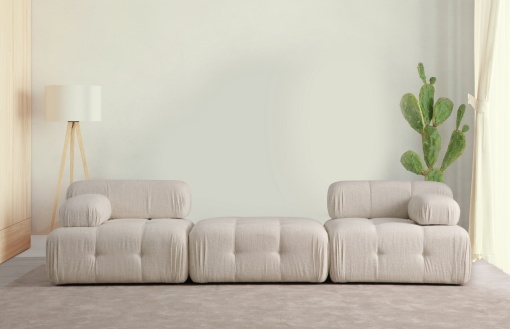 Canapea Doblo ( L1-Pouffe-1R) - Cream Bouclette