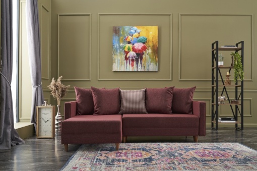 Canapea Extensibila Aydam Left - Claret Red