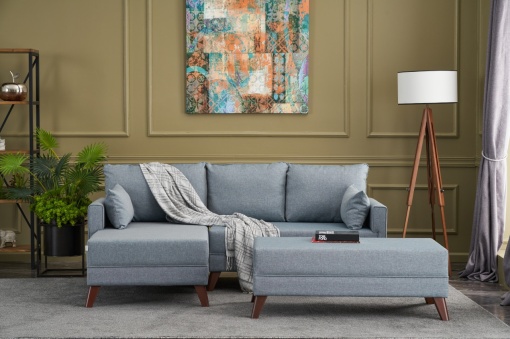 Canapea Extensibila Bella Soft Mini Köşe Left - Blue