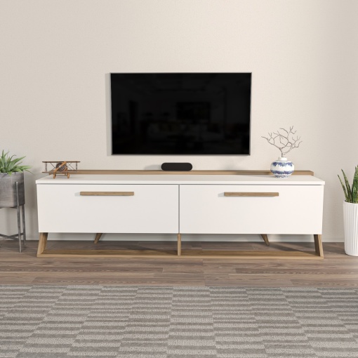Comoda TV Astrid - White, Walnut