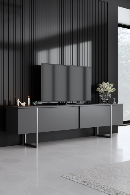 Comoda TV Luxe - Anthracite, Silver