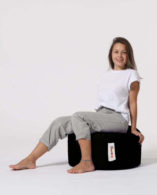 Bean Bag Round Pouf - Black