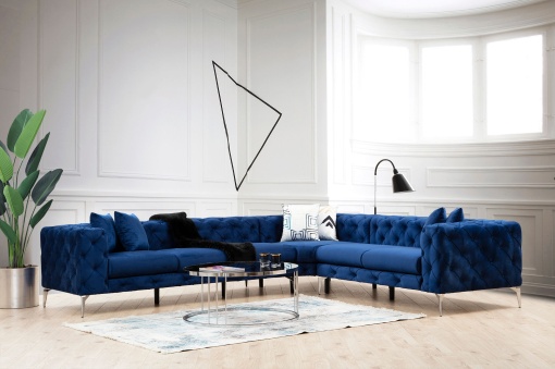 Canapea pe colț Como Right - Navy Blue