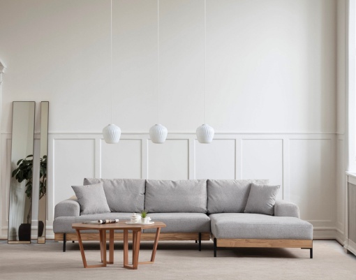 Canapea pe colț Eti Oak Right - Grey