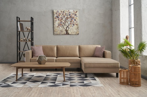 Canapea pe colț Kale Velvet Right - Cream