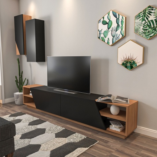 Comoda TV Zebra - Black, Teak