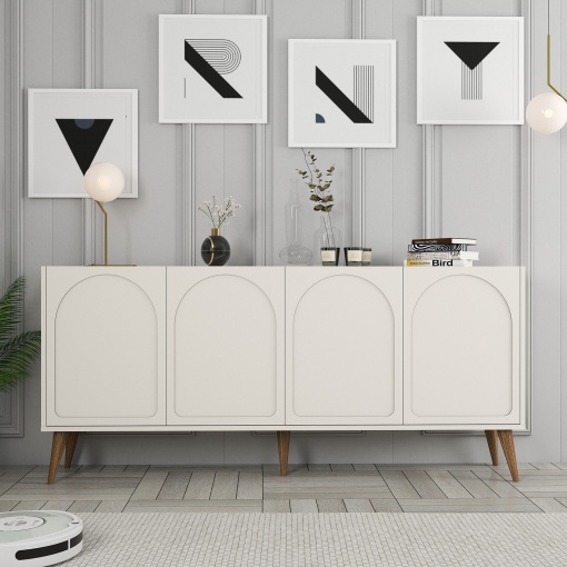 Consolă Lyon 81 - Cream, Walnut