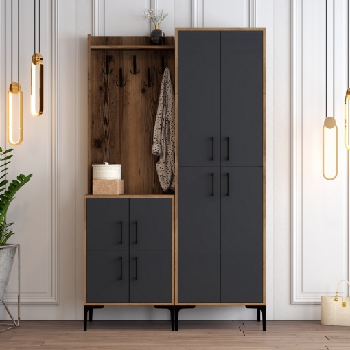 Dulap cu raft Berlin BA - Walnut, Anthracite