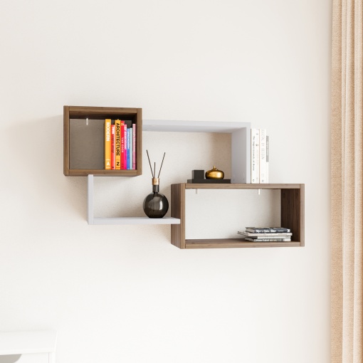 Raft perete Ayder - Walnut, White