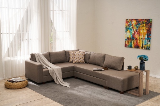 Canapea Extensibila Aly Arzilla Left - Brown