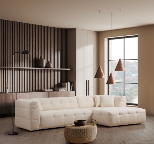 Canapea pe colț Cady 3 Locuri Right - Beige