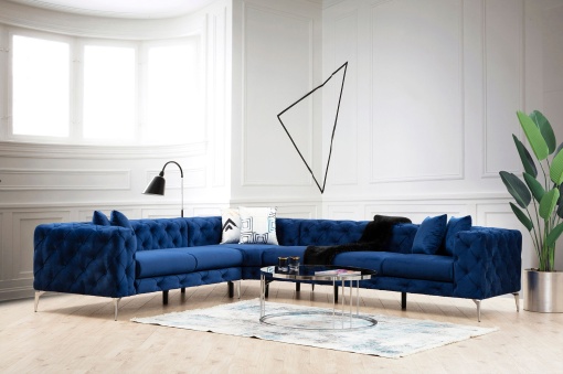 Canapea pe colț Como Left - Navy Blue