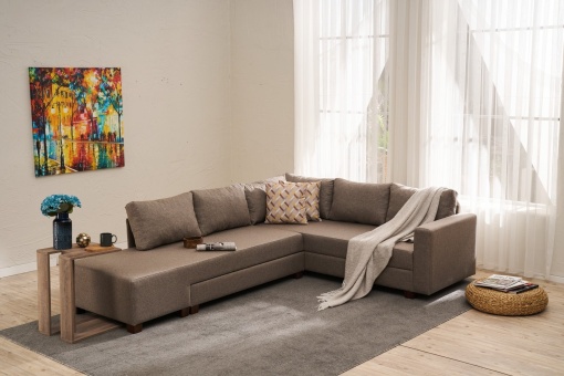 Canapea Extensibila Aly Arzilla Right - Brown