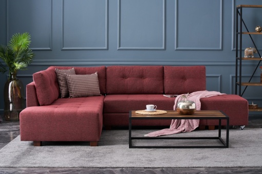 Canapea Extensibila Manama Corner Sofa Bed Left - Claret Red