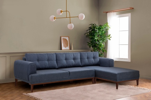 Canapea pe colț Vina Corner - Dark Blue Walnut
