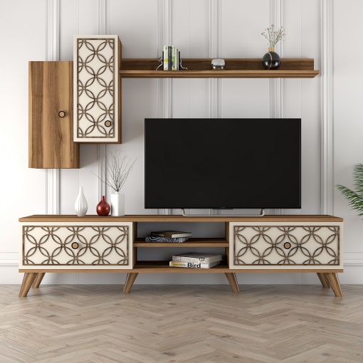 Comoda TV Class S - Walnut, Cream