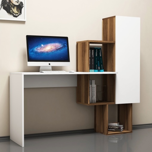 Birou Açelya - Walnut, White