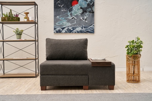 Canapea Extensibila Perenna Linen Right - Anthracite