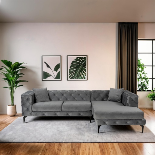 Canapea pe colț Como Eco Right - Anthracite, Black