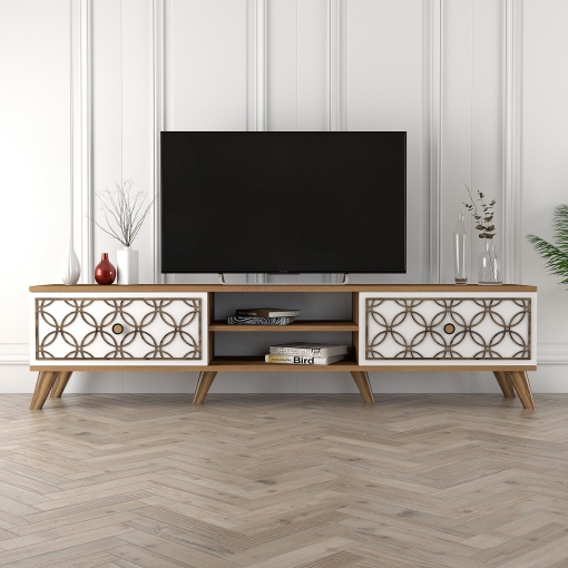 Comoda TV Class - Walnut, White