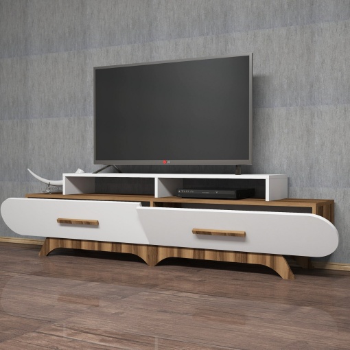 Comoda TV Flora - Walnut, White