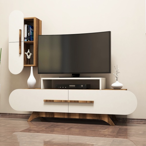 Comoda TV Rose S - Walnut, Cream