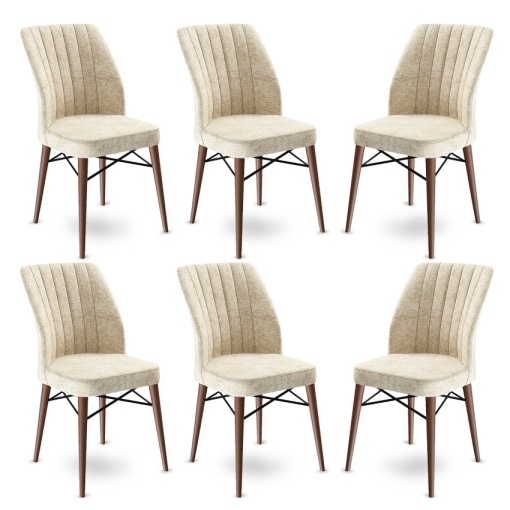 Set Scaune (6 Bucati) Flex - Cream, Brown