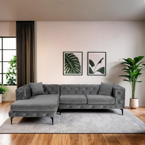 Canapea pe colț Como Eco Left - Anthracite, Black