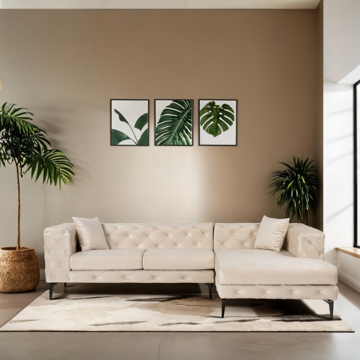 Canapea pe colț Como Eco Right - Beige, Black