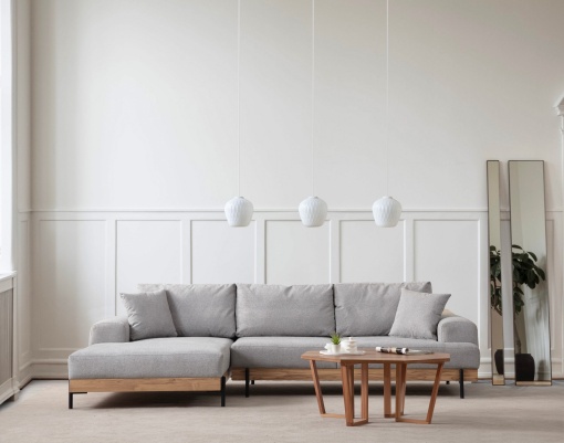 Canapea pe colț Eti Oak Left - Grey