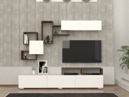 Comoda TV Elit - White, Walnut