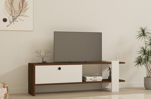 Comoda TV Gaye - Walnut, White