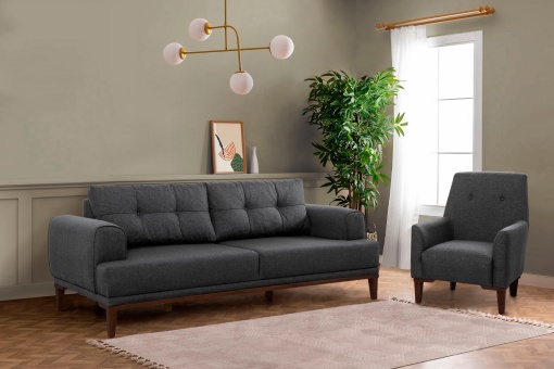 Set Canapea Vina Set - Anthracite, Walnut
